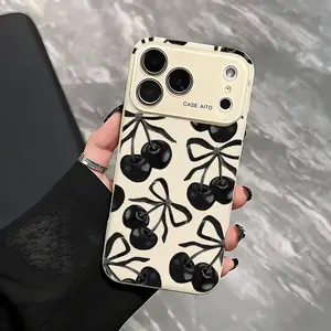 Black Cherry Soft&Flexible TPU Silicone Phone Case For iPhone 17 Pro Max AIR 16 15 14 13 12 Plus Cases Durable|Shockproof|Full Camera Protection|Anti-Scratch|Anti-Fingerprint|Non-Slip|Slim Fit|Gift For Girlfriend/Men/Women