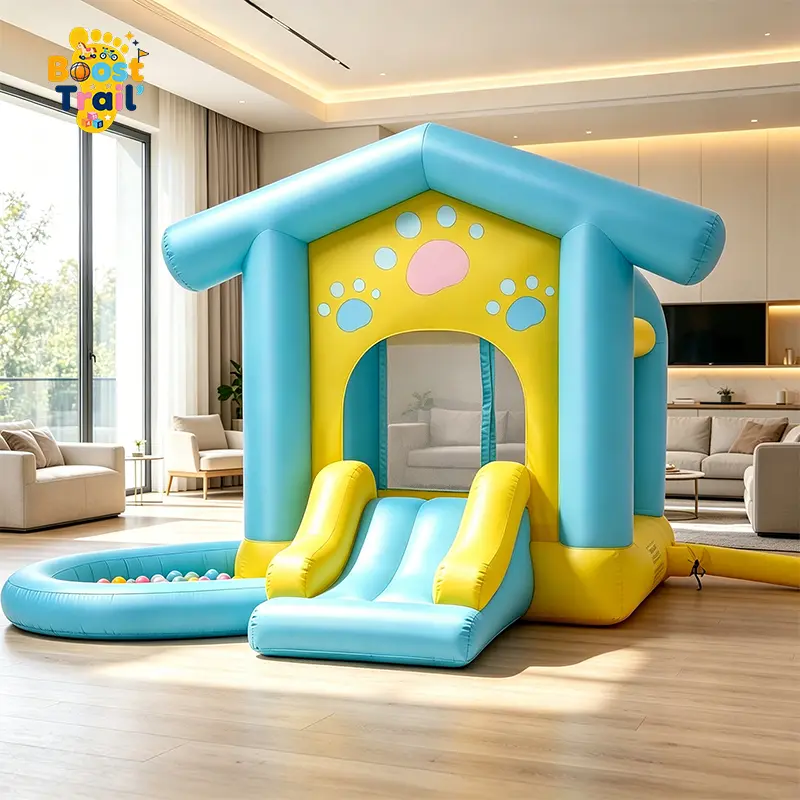 Boost Trail 3-in-1 Inflatable Bounce House for 1-3 Year-Olds, Kids Toys with Ball Pit, Trampoline, Slide, Pump, Safety Net, Indoor & Outdoor Kids Outdoor Equipment Play Sets