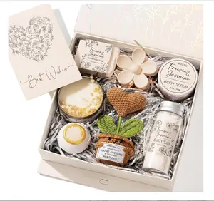 Color Beige Spa Gifts for Women Bath Gift Set, Freesia & Jasmine Spa Gift Basket Home Bath Set Self Care Kit Care Package Thank You Birthday Mothers Day Easter Gifts for Women Her Mom Friend Sister Teen Girl Wife
