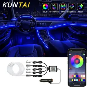 Fiber Optic LED Car Ambient Light Kit RGB App Control Music Sync 12V