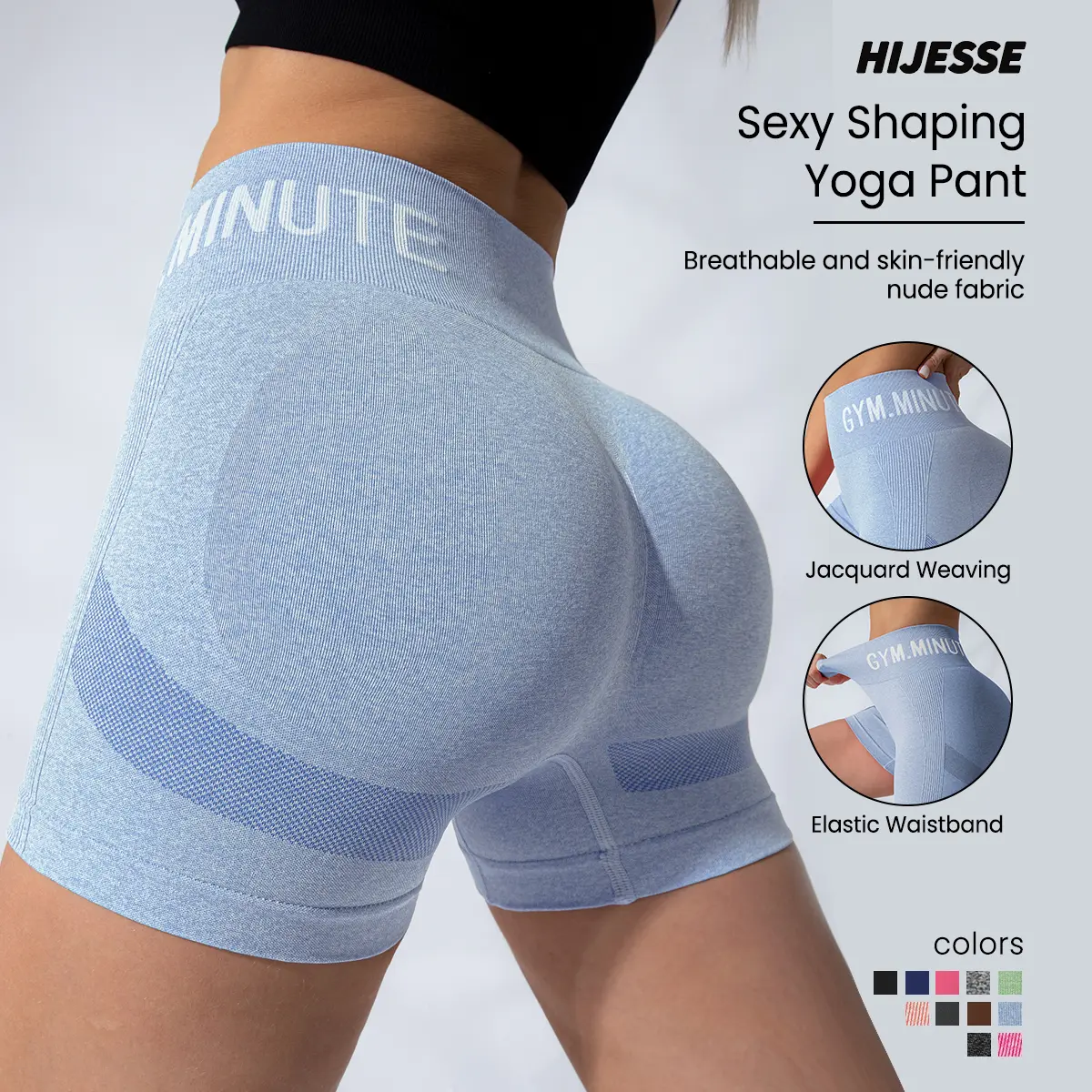Hijesse High Waist Workout Shorts for Women | Letter Print Tummy Control Butt Lift Gym Shorts，Women's High Waist Workout Shorts, Scrunch Butt Gym Shorts, Athletic Shorts for Women