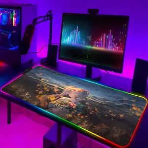 Frieren Beyond Journeys End Mouse Pad Gaming Rgb Mousepad Backlit Keyboard Gamer Girl Xxl Laptop Mat Table Pads Deskpad