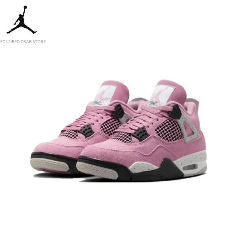 Pink, fashionable, retro, trendy, casual, versatile, mid-top basketball shoes