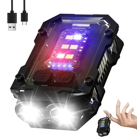 1 Count LED Magnetic EDC Clip Flashlight Portable, Mini Keychain Flashlight, USB, 8 Modes COB Running Safety Lights for Night Working, Running & Camping
