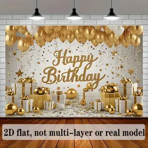 Birthday Party 2D Flat Banner, Polyester Background Banner, Multiple Sizes Available, Photo Backdrop Decor, Room Wall Party Decoration