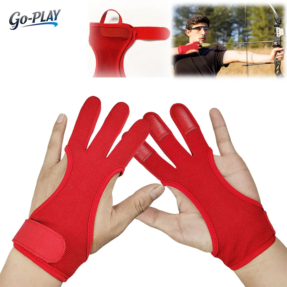3-Finger Archery Glove for Men, Anti-Slip Breathable Lightweight Bow Finger Protector, Hunting Shooting Accessory for Recurve & Compound Bows, Outdoor Sports Gear
