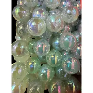 B111- (10PCS) 16mm UVAB White/Blue tint Galaxy Glitter Shimmer W/Green Glow Iridescent Rainbow Acrylic