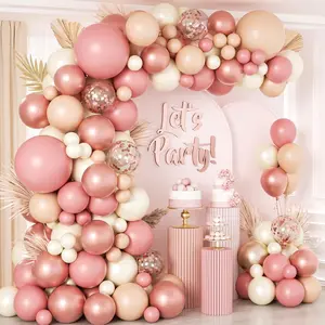 150pcs Blush Pink Balloon Arch Garland Kit, Dusty Pink Nude Ivory White Rose Gold Balloons for Boho Shower Wedding Bachelorette Bridal Shower Birthday Party Decorations
