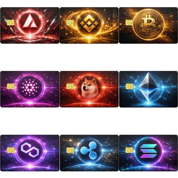 Bitcoin BTC Ethereum ETH Dogecoin DOGE Solana SOL XRP Ripple Cardano ADA Avalanche AVAX Binance Coin BNB Polygon MATIC Crypto Credit Card Skin – Waterproof Debit Card Sticker Wrap Vinyl Bank Card Decal Cover Protector