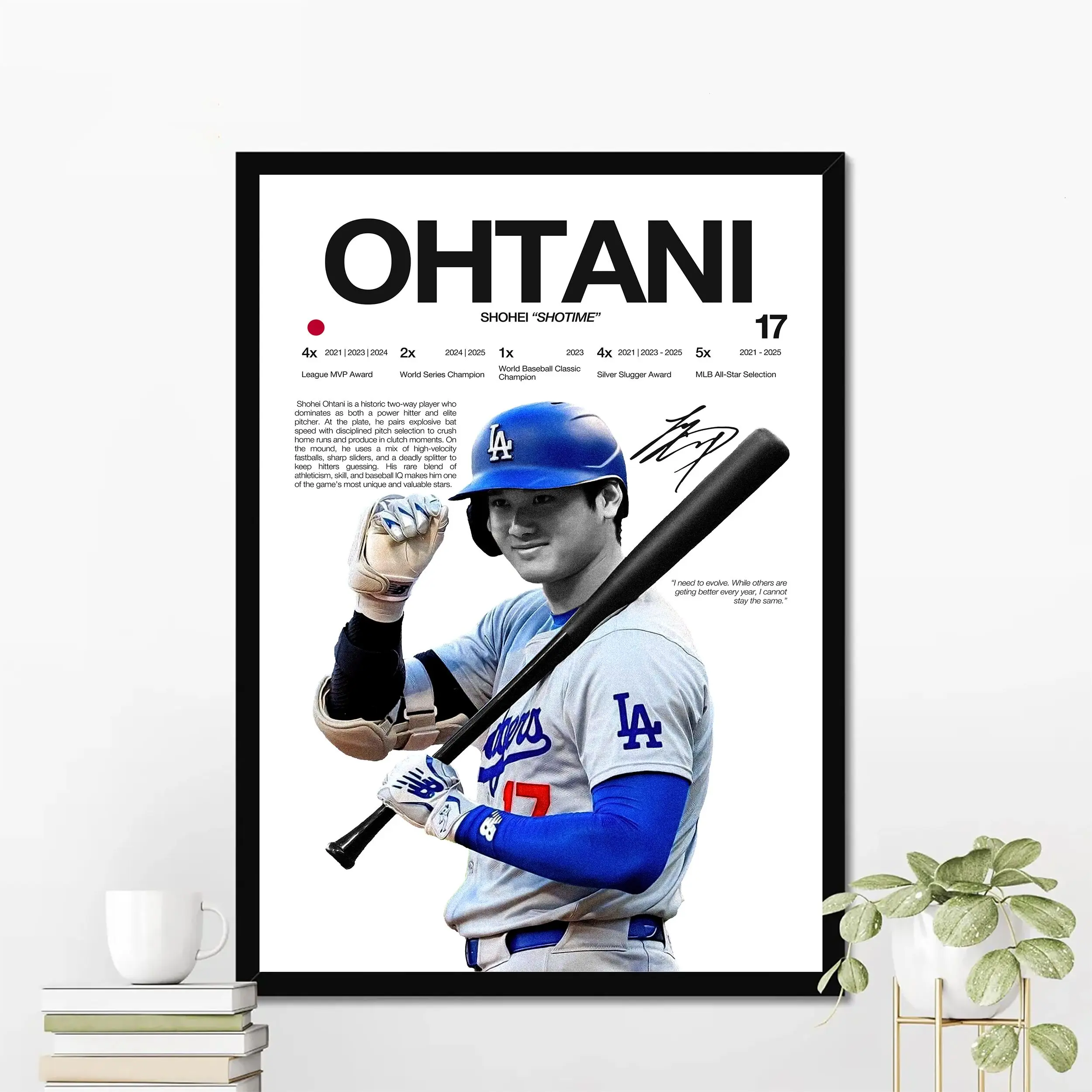 Shohei Ohtani Los Angeles Baseball Poster | Hardline Series Wall Art | Aesthetic Game Day Decor | Sports Fan Gift