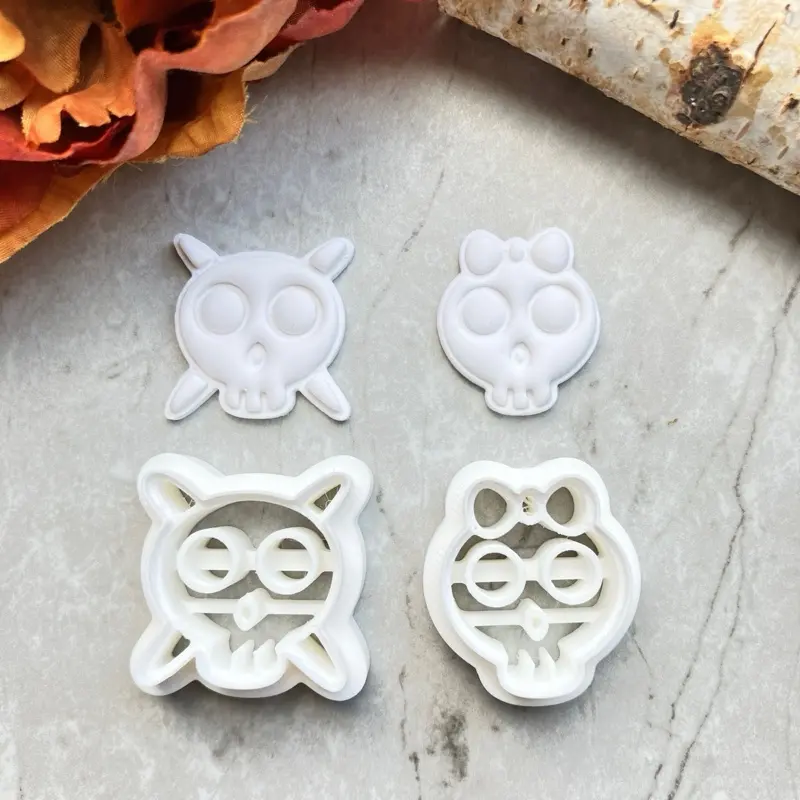 His and Hers Skull Clay Cutter Set –  Polymer Clay Jewelry Tools