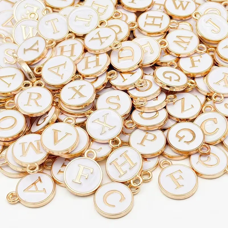 50-Piece Mixed Letter Pendant Set, A-Z Alphabet Keychains, Phone Chains, DIY Necklace, Bracelet, Earrings, Zinc Alloy Jewelry Making Tools