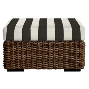 RSH Decor Foam Ottoman Cushion - Outdoor Patio Furniture Replacement | Black & White Stripe | Water-Resistant | Made in USA