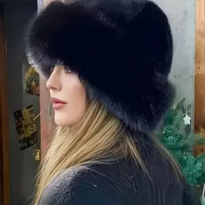Women Winter Furry Hat, European & Korean Style, Warm Headwear, Solid Color, Cute & Versatile, Thicker Design, Cute And Versatile, 1pc