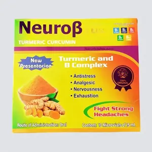 HierbasFinas NeuroB Turmeric/Curcumin & B-Complex 10 Micro Vials of 15 ML