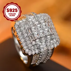 S925 sterling silver wedding ring for women, princess side design, luxury group setting, suitable for daily wear, marriage proposal, Valentine's Day gift, girlfriend, mother gift