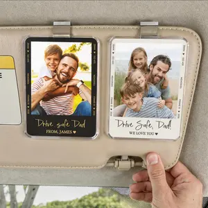 Father’s Day Photo Acrylic Car Visor Clip & Magnet – Drive Safe Daddy Gift for Dad, Husband, Grandpa, Custom Car Accessories