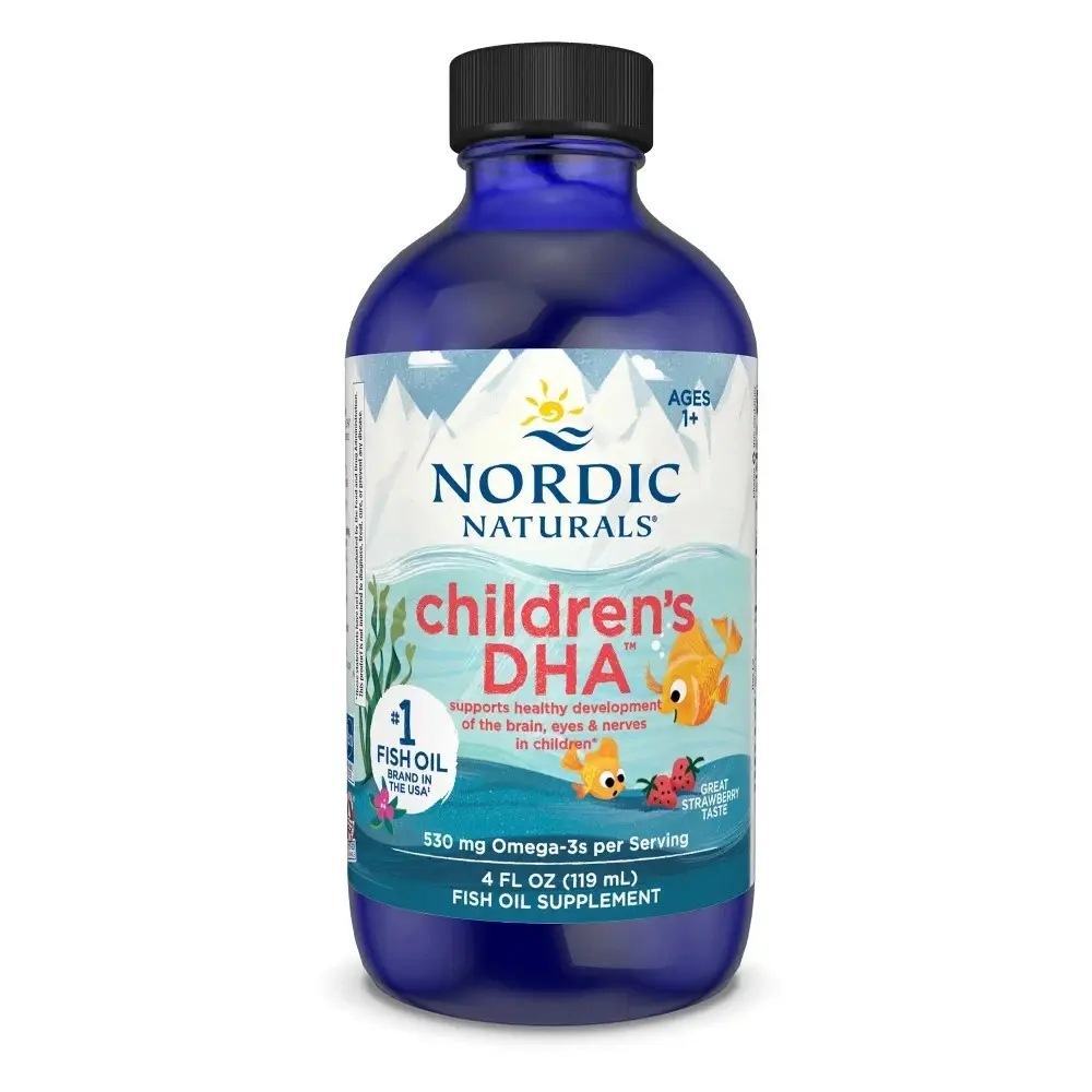 Nordic Naturals DHA Liquid – Omega-3 Wellness Support, Strawberry Flavor, 4 oz