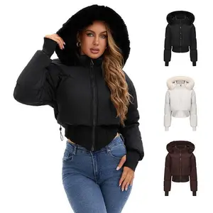 New women's autumn and winter long sleeved short down jacket, with hood for going out, basic coat, jacket, hooded jacket, women's zipper jacket, 2025 fashion new style, long sleeved fluffy jacket, stand up collar zipper, quilted filling