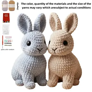 2Pcs Animal Crochet Kit for Beginners, Crochet Set, Beginner Crochet Kit for Adults with Step-by-Step Text Tutorials, Rabbit DIY Knitting Kit, Cute Spring and Summer Home Decorative Ornaments, Birthday Festival Gifts, Amigurumi Crochet
