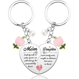 Mother Daughter Gift Mothers Day Gifts for Mom from Daughter Gifts for Mom Daughters Mama Women Unique 2Pcs Heart Matching Keychains for Women Mothers Day Gift for Daughters Small Keyring