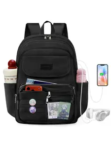 Girls' Backpack with USB Charging Port, Fashion School Bag, Waterproof Bookbag, Suitable for Middle School, High School, College, Travel