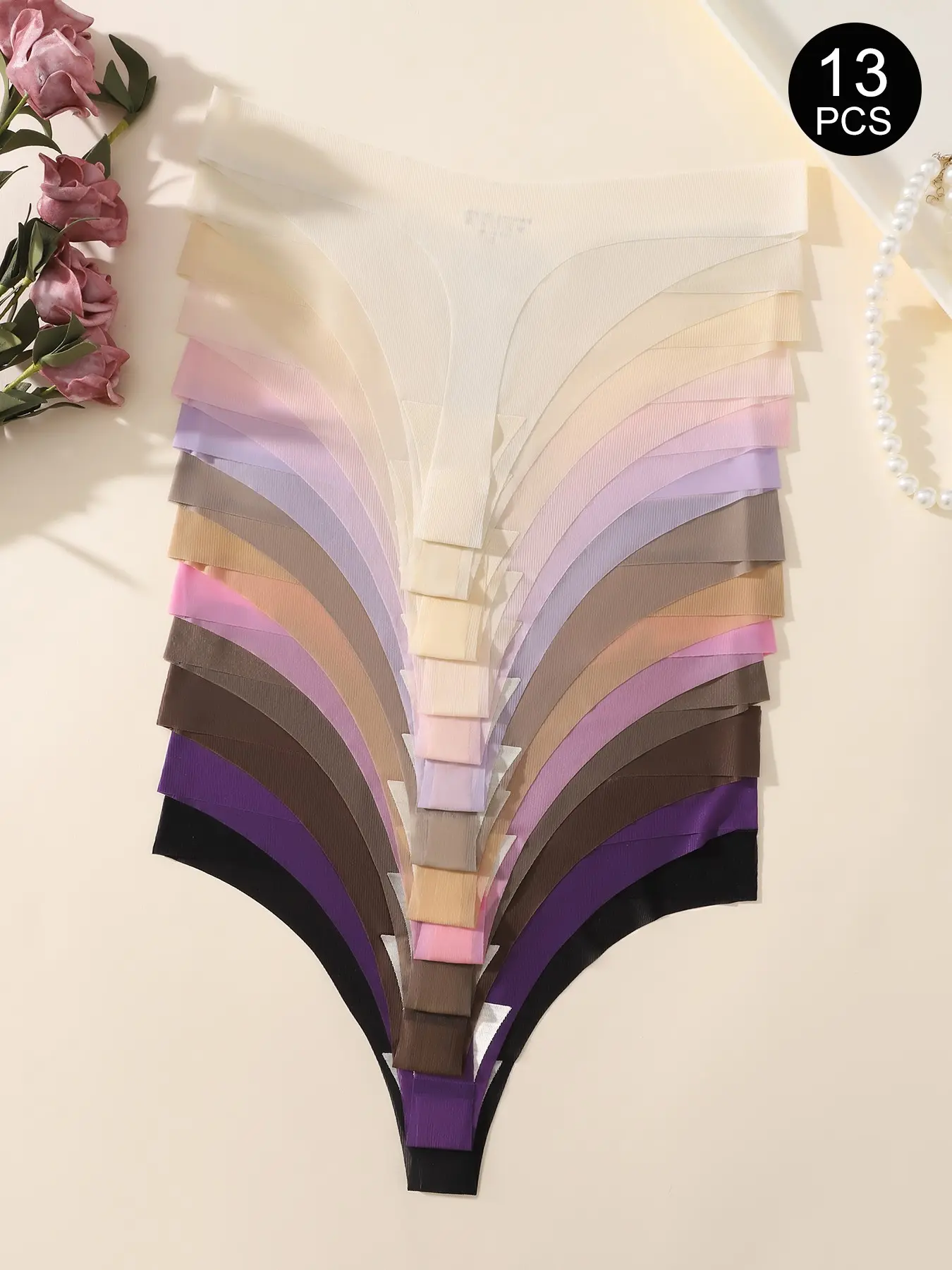 7/10/12/13 Pack Women's Sexy Cool Low Waist Thong, Comfortable Plain Slim-Fitting Everyday Workout Underwear Fitted Panties, All Seasons Fashion
