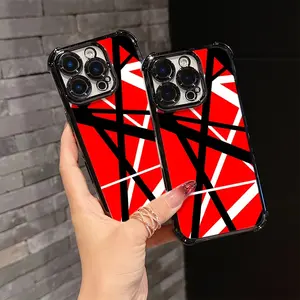 Eddie Van Halen Graphic Guitar Protective Phone Case, Lines Design, Anti-Drop Shockproof Transparent Soft Back Cover for iPhone 16 15 14 13 12 11 Pro Max X XR XS Max 8 7 Plus