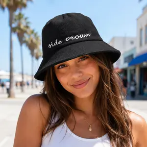 short brim  Premium Embroidered Bucket Hat, Luxury Soft Breathable Cotton Fisherman Cap, Classic UV Protection Wide Brim Embroidery Hat, Casual Stylish Outdoor Travel Streetwear, Fashion Designer Sun Hat for Women Men Daily Beach All Season Wear
