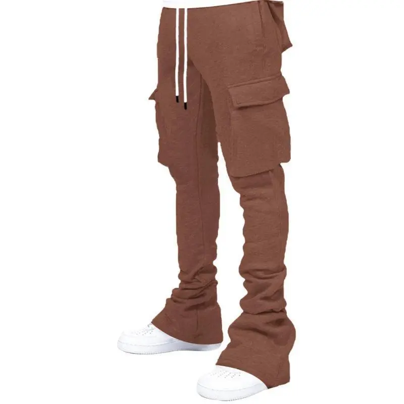 Men's Plus Size Cargo Stacked Pants - Summer Fleece Flare Hiphop Street Sweatpants Men's Plus Size Cargo Stacked Pants - Summer Fleece Flare Hiphop Street Sweatpants
