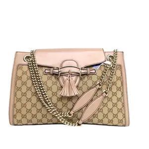 Pre-owned GUCCI leather Tote Bags 【DIZ】Emily Stirrup Fringe Large 36 Monogram P226258623