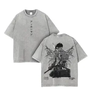 Levi Ackerman Attack on Titan Washed Vintage T-Shirt, Heavy Cotton Unisex Anime Graphic, AOT Shirt, Levi Tee