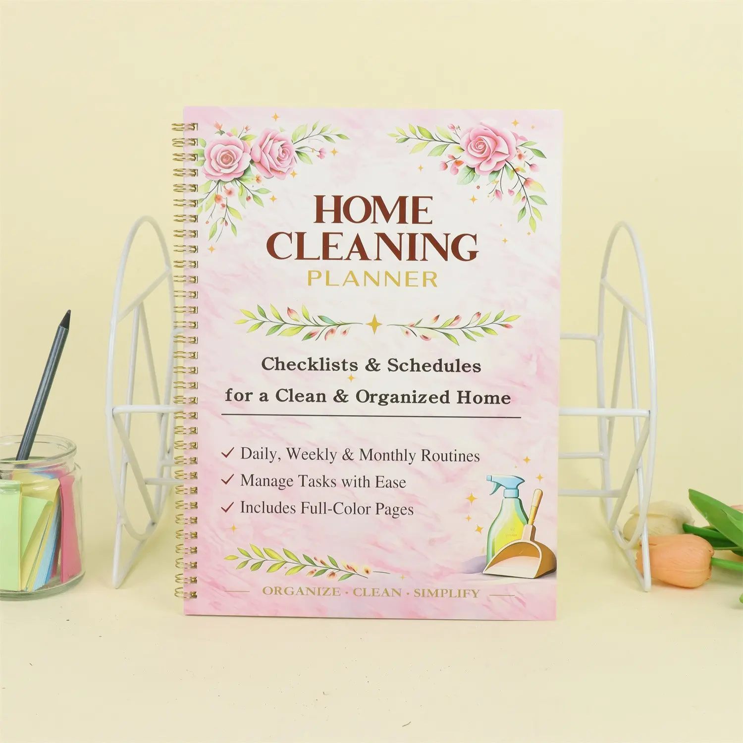 Clean Plan Book (ring Binder) – Household Cleaning Planner, Color-Coded Cleaning Schedule, Daily/weekly/monthly/year Planner, Task Management, Durable Cover, Essential for Home Office