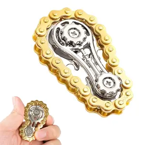 Stress Relief Fidget Toy Bicycle Chain Finger Spinner, Silent Cnc Stainless Steel Gear Desk Toy, Adult Steam Punk Decorative Tool, Steel Finger Slider