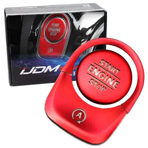 iJDMTOY 3pc Set Red Aluminum Keyless Engine Push Start Button, Surrounding Decoration Ring For Mercedes 2018-up W177 A-Class C188 CLA-Class, 2019-up X247 GLB-Class, 2020-up H247 GLA-Class