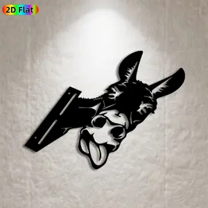 1pc Donkey Head Metal Wall Art, Whimsical Donkey Head Statue Mural, Ideal Gift for Halloween, Farmhouse Themed Parties, Weather-Resistant Metal Wall Decor Wall Sculptures, Perfect for Outdoor Fence & Indoor Wall Farm Animal Enthusiasts