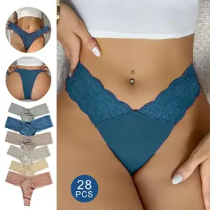 28 Pieces Low Waist Seamless Lace Women's Underwear Breathable Design  Sizes Butterfly Panties Cute Fits Basic Minimalist  Halloween costumes, Christmas costumes show invisible Ultra Comfort No Show Seamless Thongs affordable Lingerie Womenswear Prints