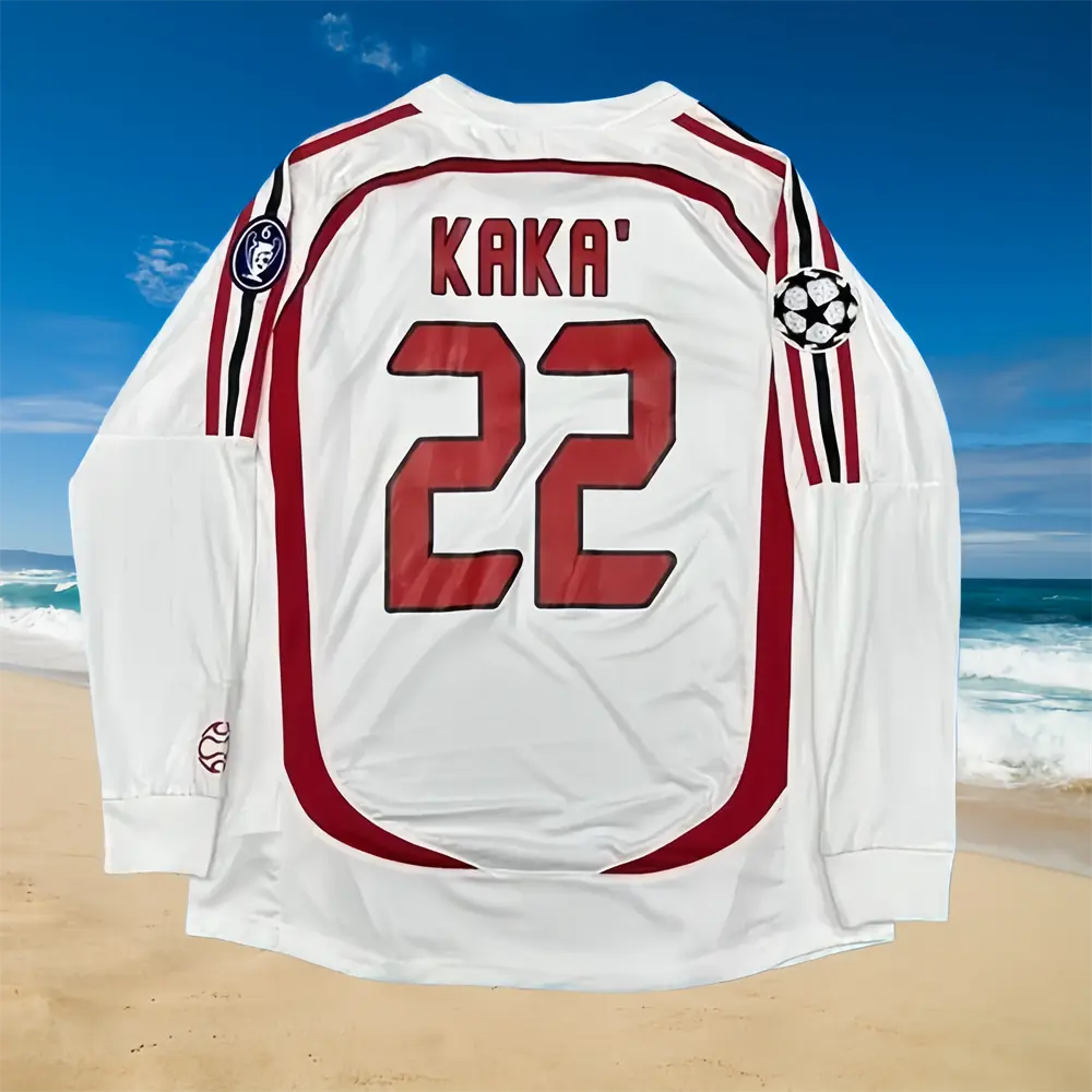 06-07 Season Away White Kaka #22 Long-Sleeve Soccer Jersey 06-07 Season Away White Kaka #22 Long-Sleeve Soccer Jersey