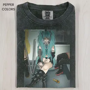 Comfort Colors Hatsune Miku Goth Shirt, Emo Anime Streetwear Tee, Vocaloid Dark Aesthetic Graphic T-Shirt