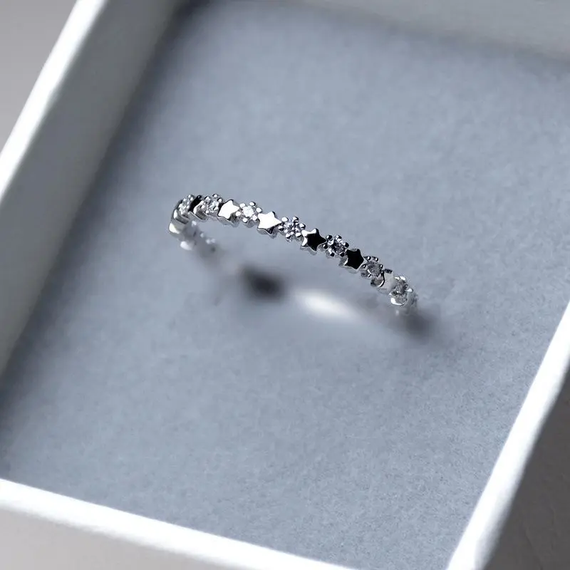 Women's Fashion Silver Artificial Zircon Rings, Elegant Glittering Star Ring with Super Fine Crystals, Engagement Wedding Fine Jewelry Gift, Elegant Glittering Ring