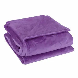 Unique Bargains Flannel Fleece Blanket Queen Size - Soft Lightweight Plush Microfiber Bed Blanket for Sofa or Couch, Machine Washable Blankets Fleeces, Dark Purple 78x90 Inch