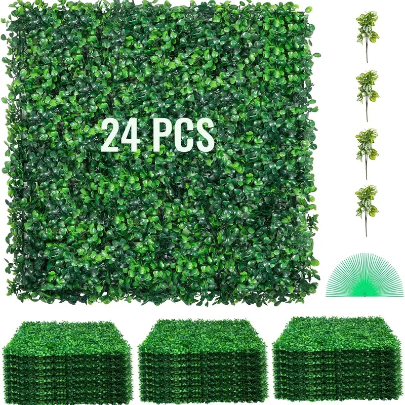 【toolupgrade】VEVOR Hyperrealism PE Plastic Artificial Boxwood Panels - Sunproof, Odorless, Easy DIY Setup, Wall-Mounted Home & Garden Improvement Solution for Aesthetic Room Decor, Balcony Privacy Fence, Bar Birthday Decor