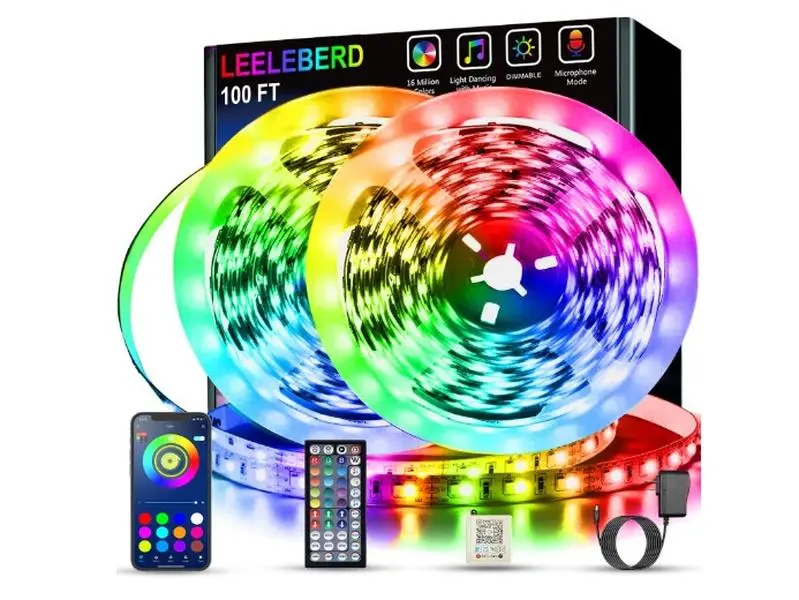Led Lights for Bedroom 100 ft (2 Rolls of 50ft) Music Sync Color Changing RGB Led Strip Lights with Remote App Control Bluetooth Led Strip, Lights for Room Home Kitchen Party Decor