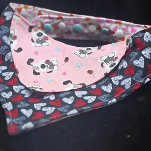 Nomnoms Boutique Valentines Day Themed Double Point Bandana for Dogs and Cats - Durable Cotton with Snap-On Feature