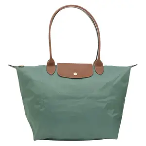 Longchamp Le Pliage 31 Tote Bag with Snap Zipper and Recycled Canvas Trim in Cypress Green for Women