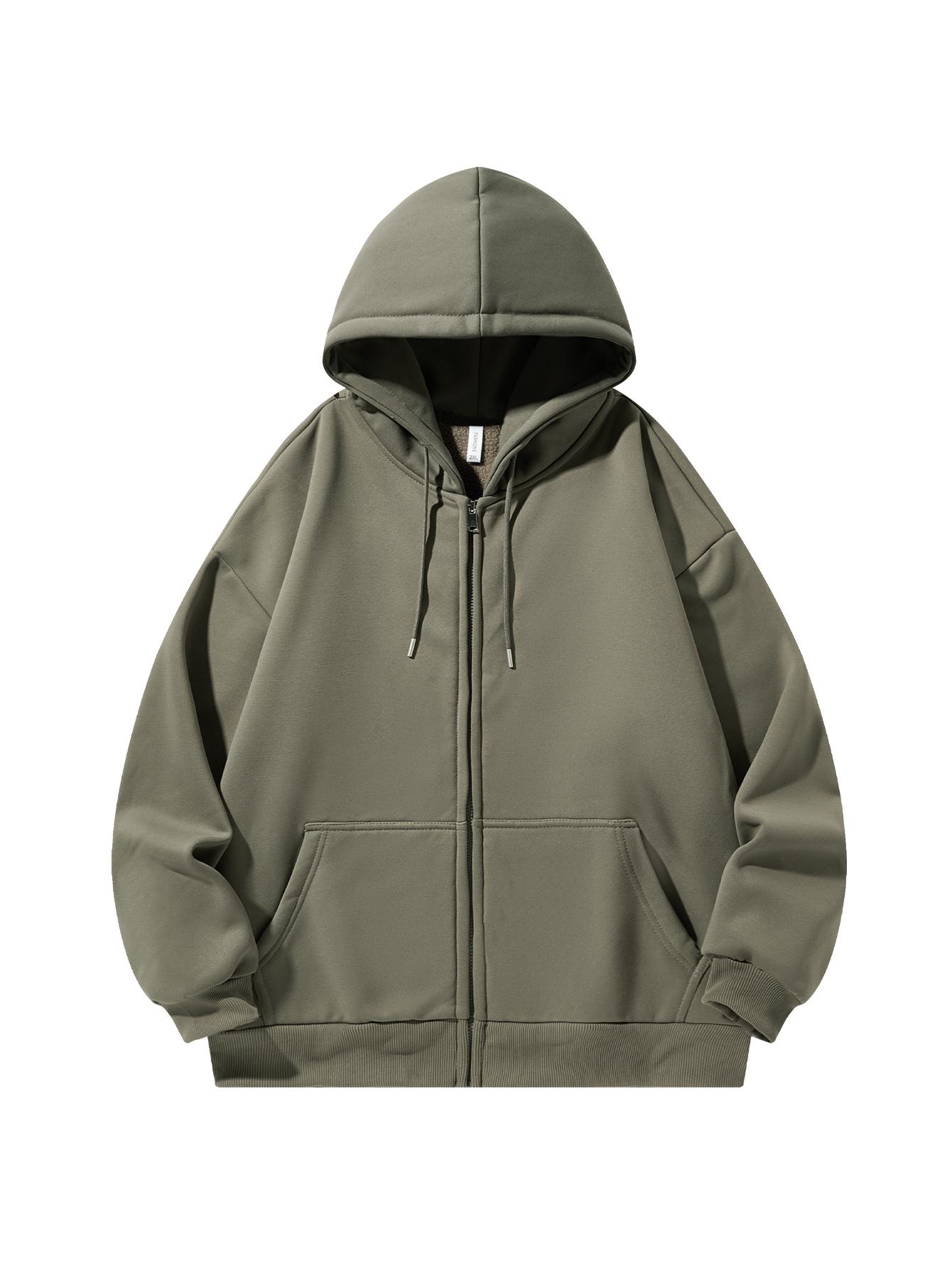 CCCMAI Men's Solid Zip-Up Hoodie Casual Loose Fit Long-Sleeve Hooded Sweatshirt for Everyday Wear All-Season Menswear Aesthetic Street Style
