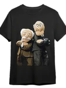 Men's Statler & Waldorf The Muppet Show Black T-Shirt - Premium Digital Print, Machine Washable Regular Fit Round Neck Tee for Year-Round Casual Wear