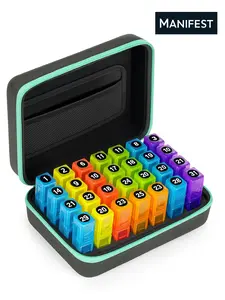 Monthly Pill Organizer 3 Times a Days, Friwole Medicine Organizer Box with Portable Hard Shell and Pill Cutter, 31 Day Pill Box with Monthly and Weekly Sticker (3 Times a Day)