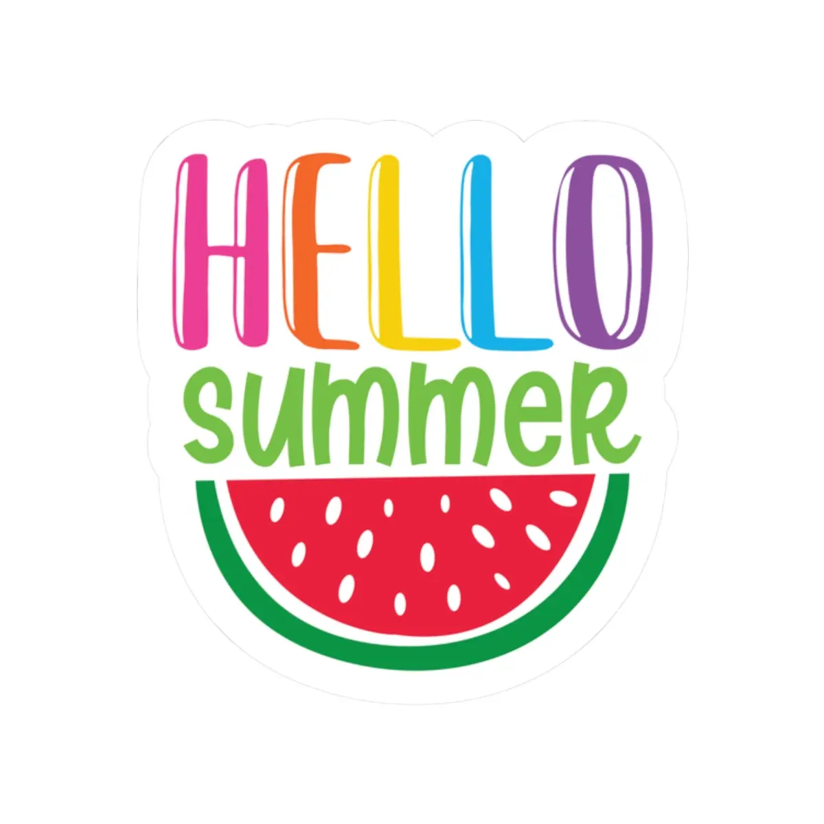 Vibrant Summer Stickers, Colorful Laptop Decals, Fun Watermelon Design, Cute Summer Decor, Seasonal Gift Ideas, Hello Summer Stickers
