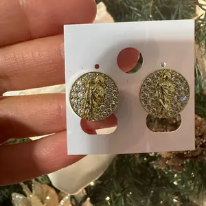 San Judas Earrings Hypoallergenic Gold Plated Cubic Zirconia Unique Meaningful Jewelry for Everyday Wear or Special Occasions
